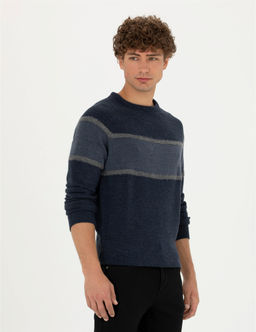 Lacivert Slim Fit Bisiklet Yaka Triko Kazak - Pierre cardin фото 3