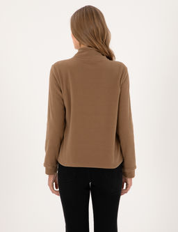 Camel Comfort Fit Fermuarl_ Polar Sweatshirt