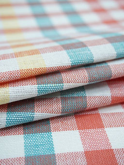 Холст полотенечный Цветная клетка цв.красный/зеленый/бирюзовый, ш.0.5м, лен-30%, хл-70% - Купава фото 3