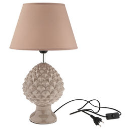 Светильник настольный "Фрида" д28см, h47,5см, абажур текстильный д28см, h17,5см, цвет - капучино, основание керамическое д17см, h34,5см, глянцевая глазурь, цвет - капучино (Китай) ДОПУСКАЮТСЯ: незначительные точки, неровности.