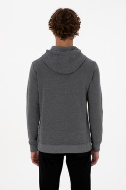 Erkek Regular Fit Kap__onlu Antrasit Melanj Basic Sweatshirt Sepette S_rpriz _ndirim