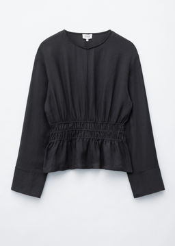 Blusa de lino y cintura fruncida con nido de abeja - H&m фото 2