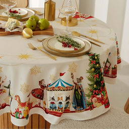 Цена за 2 шт. Скатерть новогодняя "Этель" "Щелкунчик" d=220 см, 100% хл, саржа 190 г/м2
