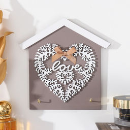 Настенные крючки декоративные Сердце из листьев. Дом, ключница, дерево, 16.5?0.8?16.8 см