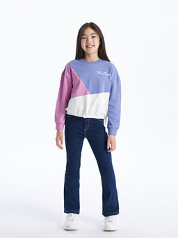 Bisiklet Yaka Renk Bloklu Uzun Kollu K?z ?ocuk Sweatshirt - Waikiki фото 2