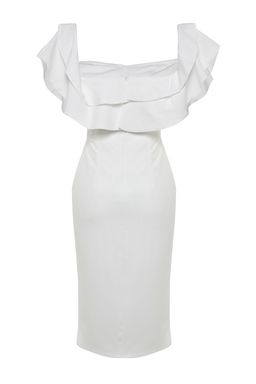 Bridal Ekru Astarl? Volanl? Dokuma Abiye Gece Elbise TPRSS21EL1403 - Trendyolmilla фото 11