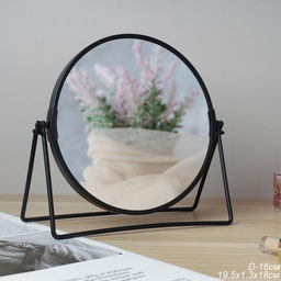 Зеркало настольное круглое двустороннее с увеличением d-16 см / 1047 /уп 12/48/