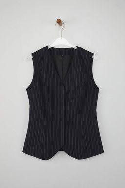 Siyah Ince Cizgili Fitted Dokuma Yelek TWOAW26YE00038 - Trendyolmilla фото 5