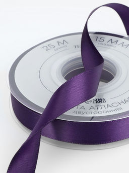 Лента атласная TEIRA, двухсторонняя, 15 мм, 25±1 м, фиолетовая №476