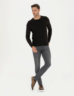 Kahverengi Slim Fit Bisiklet Yaka Triko Kazak - Pierre cardin фото 4
