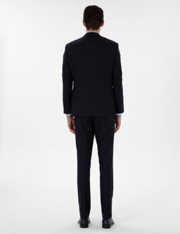 Lacivert Slim Fit _izgili %100 Y_n Tak_m Elbise