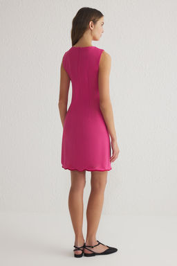 Fusya Duz Kesim Biye Detayl? Mini Dokuma Elbise TWOSS25EL00270