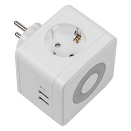 S-GES2-16SBUC WHITE Разветвитель сетевой с выключателем, с/з. 2 гнезда. 2USB+1TYPE C. 16А, 3500Вт. Белый. ТМ Uniel