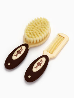 Набор расчесок, 2 шт., натуральная щетина, цвет бежевый/коричневый, Mum&Baby