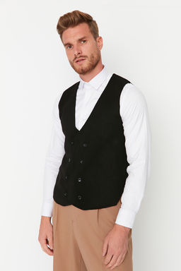 Trendyolmilla Man Siyah Slim Fit Kruvaze Dugmeli Yelek TMNAW21YE0014  фото 2