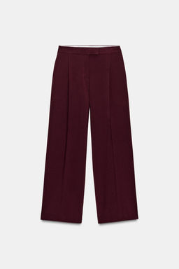 PANTAL?N ANCHO TIRO ALTO / Burgundy - Zara фото 7