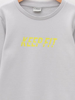 Bisiklet Yaka Yaz? Bask?l? Uzun Kollu Erkek ?ocuk Sweatshirt - Waikiki фото 3