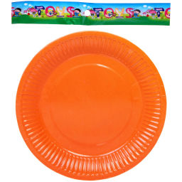 Цена за 6 шт. Тарелка бумажная 18 см в наборе 10 шт "Оранжевый"