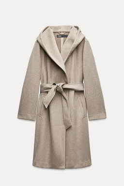 SOFT HOODED BELTED COAT - Zara фото 14