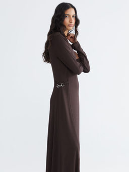 Bisiklet Yaka Beli Kemerli Elbise