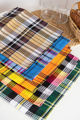 Набор полотенец вафельн."Шотландка" 40*75 см (5шт)