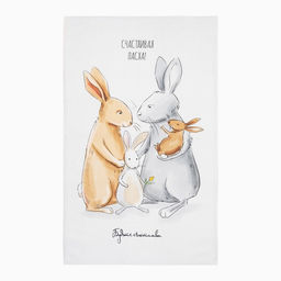 Полотенце Этель Зайчики 40х73 см, 100% хл, саржа 190 гр/м2  фото 3