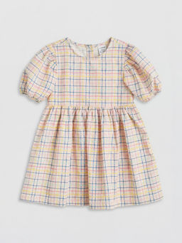 Bisiklet Yaka Ekose K?z ?ocuk Elbise