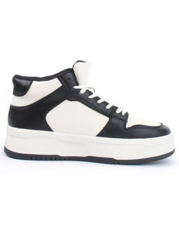 05-P84-1Z WHITE/BLACK Кроссовки женские зимние (натуральная и искусственная кожа, шерсть)