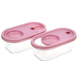 Домашняя мода Банка для сыпучих продуктов акриловая 0,8л 19х10см h7см, набор 2 штуки, розовый (Китай)