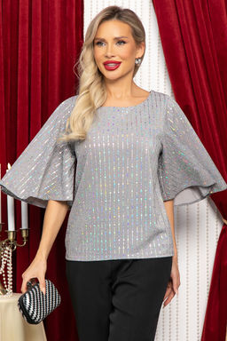 Блуза праздничная Ты ослепляешь! (синяя) Б14698-7М - Lt collection фото 20