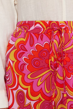 Pembe Beli Lastikli Baglama Detayl? Wide Leg/Genis Paca Desenli Dokuma Pantolon TWOSS24PL00159 - Trendyolmilla фото 5