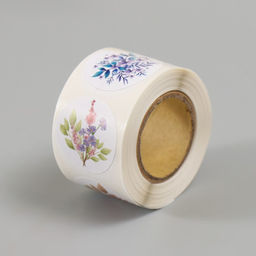 Цена за 2 шт. Наклейка бумага "Цветочные букеты" d=2,5 см 252 шт в рулоне