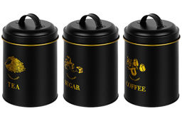 Набор банок д/сыпучих продуктов 3 пр. 1,1 л 11,7*11,7*17 см "Tea, coffee, sugar" + крышки с ручк