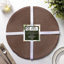 Набор салфеток сервировочных на стол Доляна Лофт, 4 шт, d=38 см, цвет кофейный  фото 10