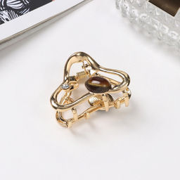 Цена за 6 шт. Крабик для волос «Эдисон», изгиб, 4.5 см, золото