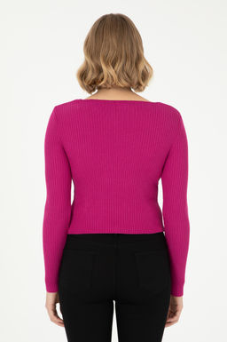 Женский свитер цвета фуксии - U.s. polo assn фото 5