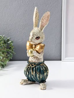 Фигура полистоун Зайчик с золотым яичком, 12?9.5?30 см