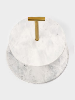 Этажёрка для фруктов и десертов Magistro Marble, 2 яруса, d=25/20?26.5 см, мрамор, белая  фото 2
