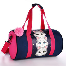 Сумка детская спортивная «Котята», 40×20×20 см, 40×20 х см, синяя, отдел на молнии