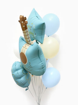 Воздушные шары "Голубая гитара" фольга, латекс, набор 12 штук
