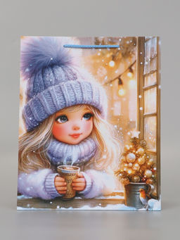 Цена за 2 шт. Пакет подарочный «Девочка с напитком», 26×12×32 см