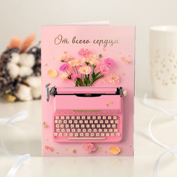 Открытка 4 шоколадки "От всего сердца (печатная машинка)"