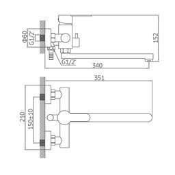 Смеситель для ванны Accoona A71103, однорычажный, нержавеющая сталь, хром