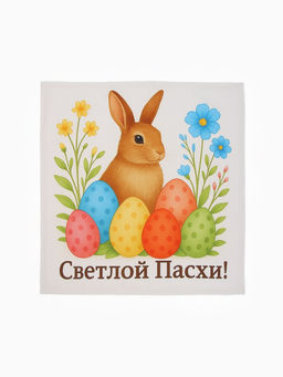 Салфетка пасхальная на стол «Пасхальный кролик» 65×65 см