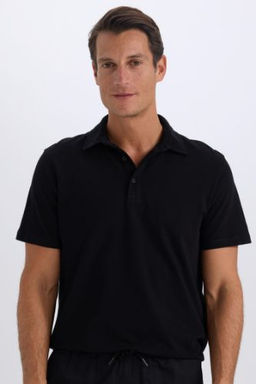 Regular Fit Pamuklu K?sa Kollu Basic Duz Polo Tisort