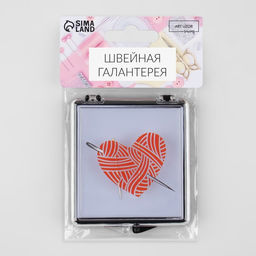 Игольница магнитная «Сердце»,7×8 см, чёрная