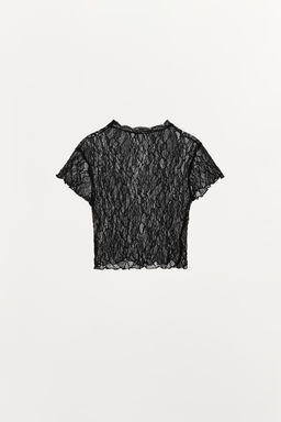 TOP CROP ENCAJE / Negro - Zara фото 3