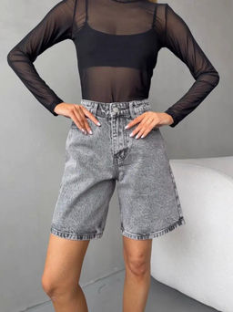 K12830 Джинсовые шорты СЕРЫЙ