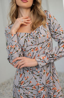 Эффектное платье серый/цветы - Donna saggia фото 4