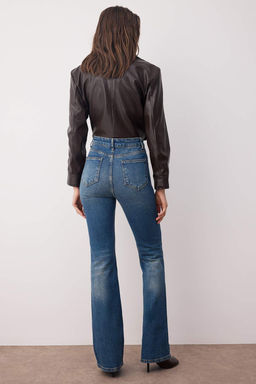Mavi Soluk Efekt Vintage Yuksek Bel Flare Jeans TWOAW25JE00169 - Trendyolmilla фото 5